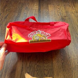 VINTAGE Chip 'N Dale Rescue Rangers 14” Red Vinyl Zipper Duffle Bag DISNEY